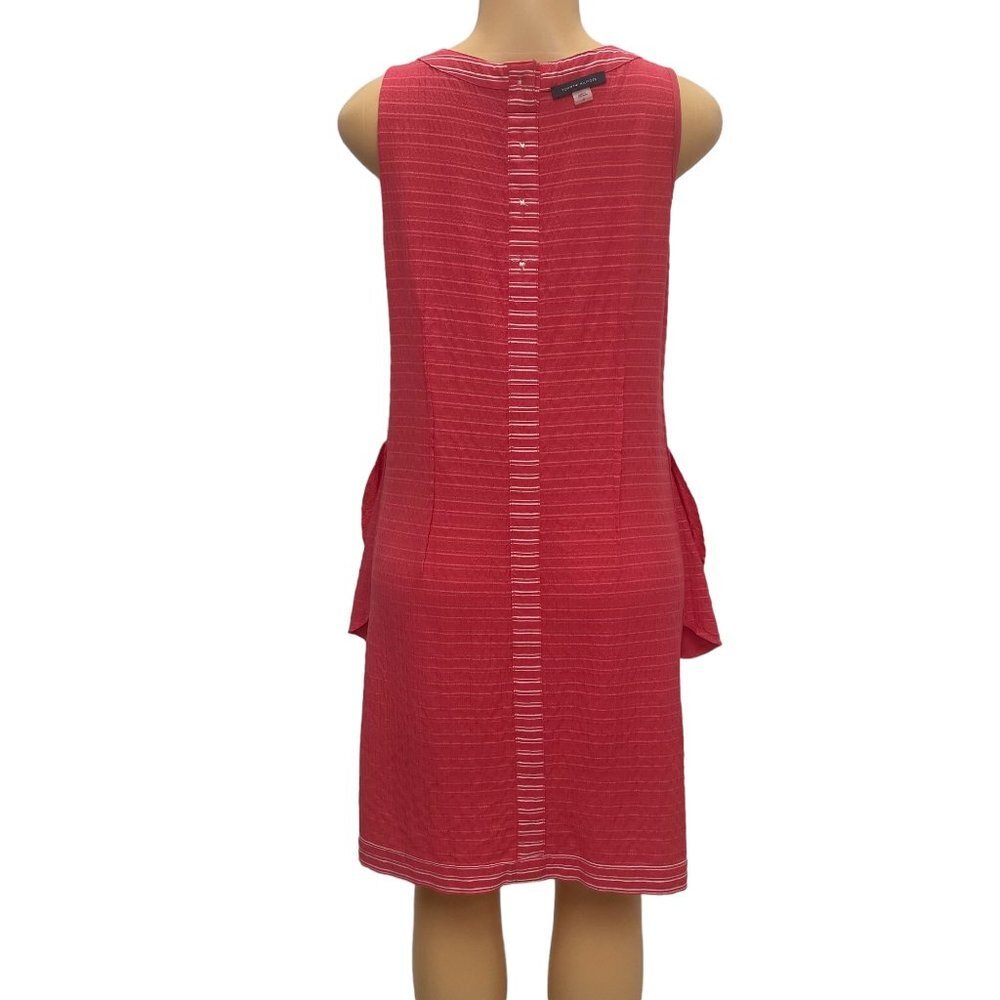 Tommy Hilfiger Pullover Sleeveless Dress Coral Orange White Stripes Lightweight - Picture 6 of 8